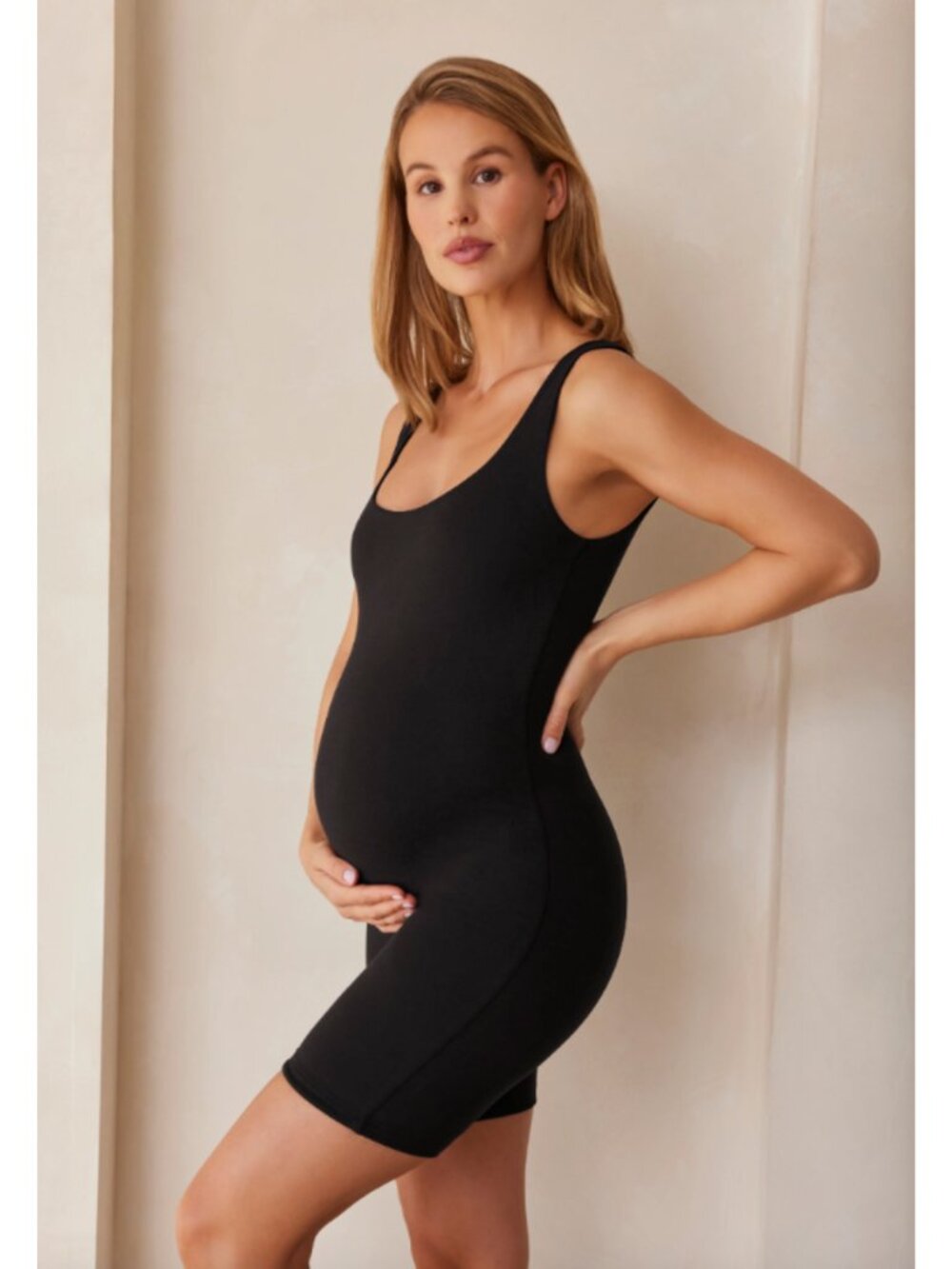 Bumpsuit The Cindy Maternity Romper Black M Sleeveless Short Bodysuit Pregnancy